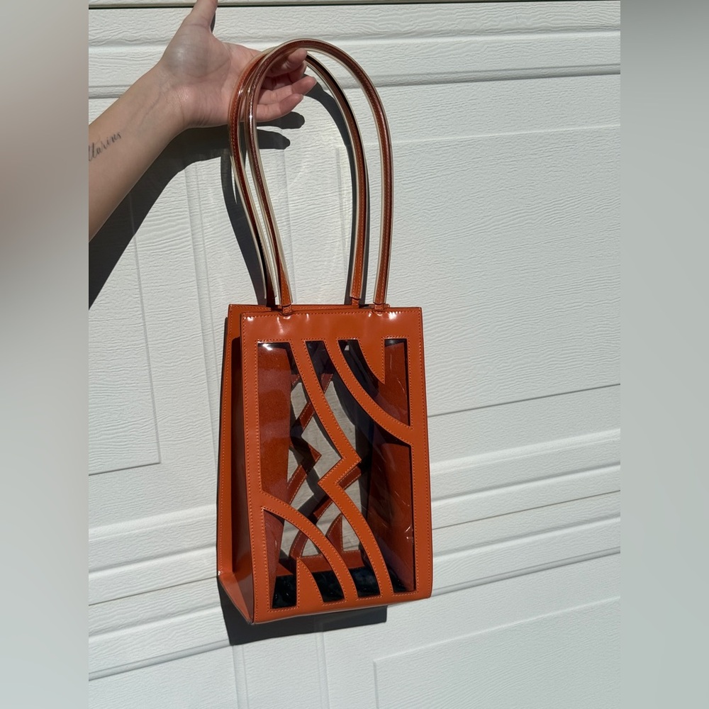 Salvatore Ferragamo Orange Statement Leather Tote Bag - Picture 3 of 11